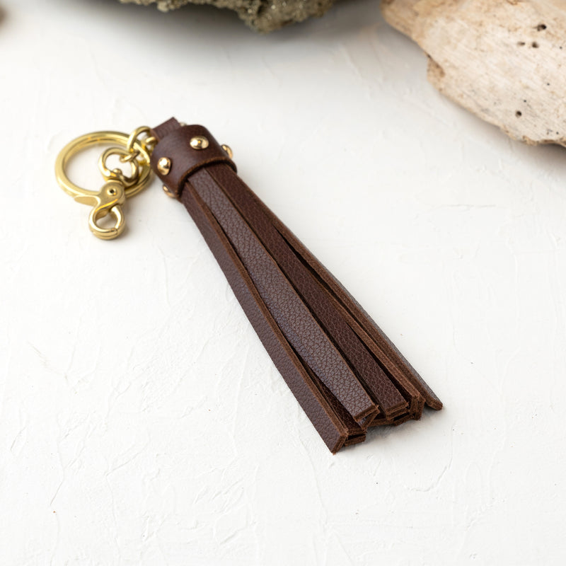 Chocolate Tassel Key Chain/nat.brass hardware