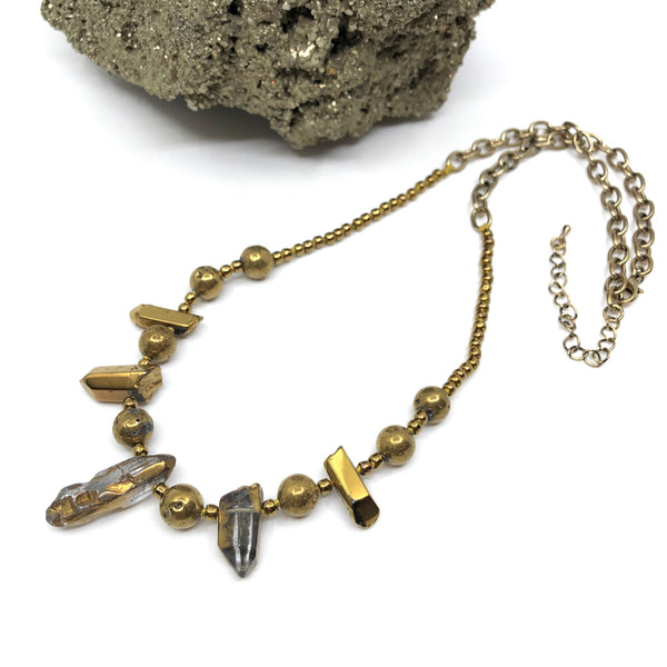 Druse 8 Necklace-Antique Brass