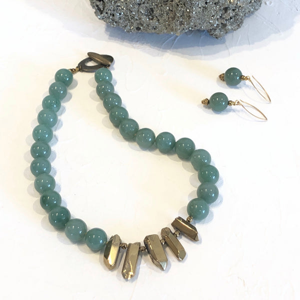 Green with Jade Necklace & Earrings