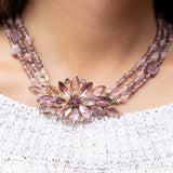 Snow Rose_vintage 3-strand necklace_model show
