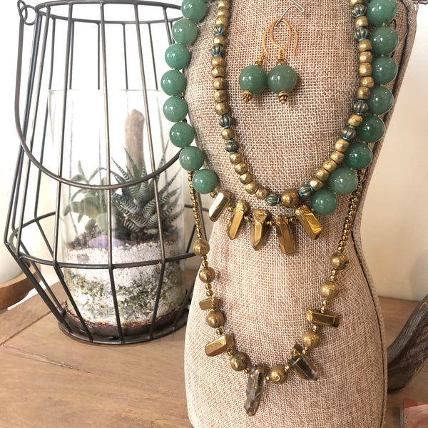 Green with Jade Necklace_with Druse Collection