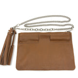 Tumbled Leather Tassel Belt  with Pouch_Caramel/nickel hardware