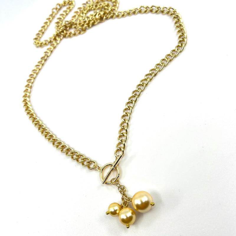 South Sea Shell Pearl Necklace_Gold Curb Chain