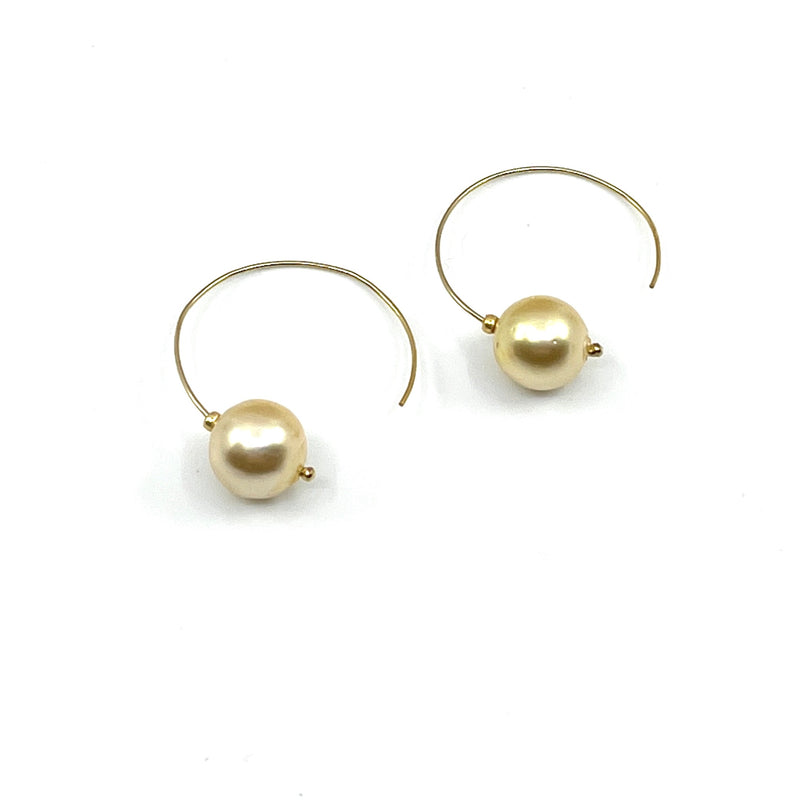 South Sea Shell Pearl Earrings_Gold Filled Open Hoops