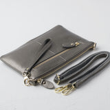 Crossbody Clutch_pewter tumbled leather
