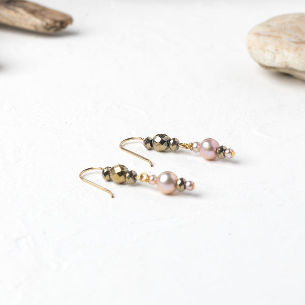 Pink Champagne Gold filled Earrings