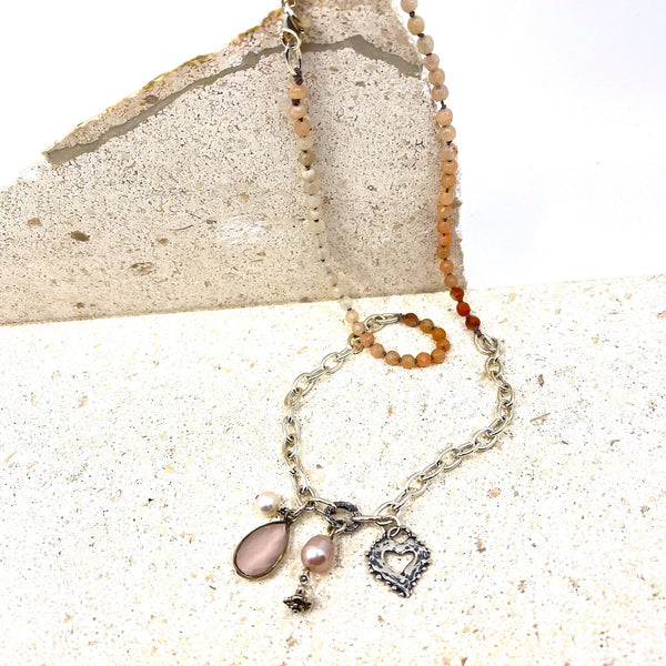 SS Charmed Sunstone Necklace on Marble