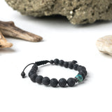 Men's Shambala Bracelet no.11_Black lava and turquoise_closer look