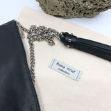 Tumbled Leather Tassel Belt  with Pouch_Black Licorice/nickel hardware_dust bag
