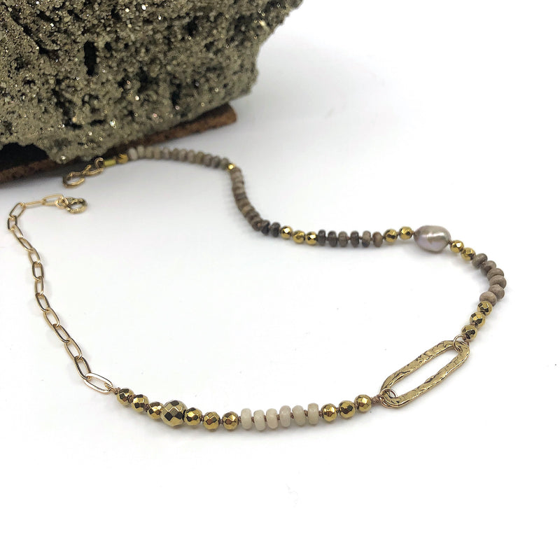 Unchained Melody II Necklace_Bronze, Jasper, Gold